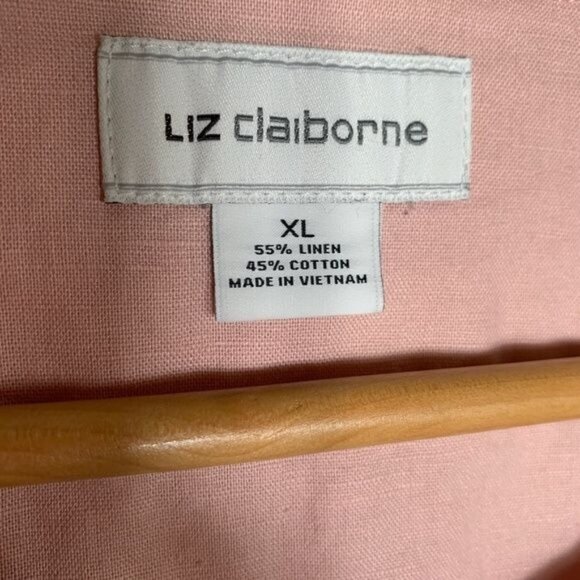 Liz Claiborne Pink Linen Moto Jacket XL Lightweight Zip Blazer Casual Layer - Picture 7 of 10